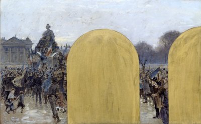 Skitse til præfektens kontor på rådhuset i Paris: Samling foran Strasbourg-statuen af Adolphe Gustave Binet