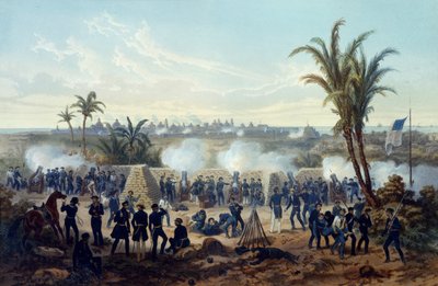 Slaget ved Veracruz, General Scotts tropper angriber og erobrer byen af Adolphe Jean Baptiste Bayot