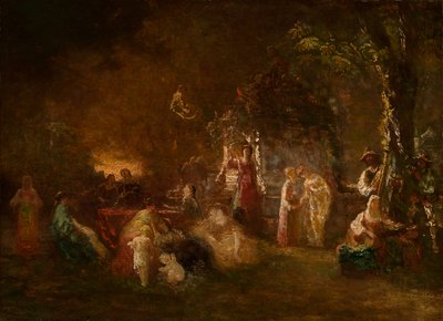 Fête Champêtre, ca. 1844-86 (olie på lærred) af Adolphe Joseph Thomas Monticelli