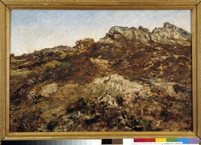 Landskab af bakker (Garlaban-massivet i Provence) af Adolphe Joseph Thomas Monticelli