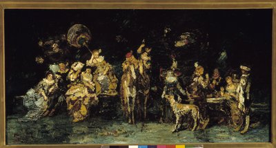 Natfest i en park af Adolphe Joseph Thomas Monticelli