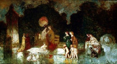 Scene i parken af Adolphe Joseph Thomas Monticelli