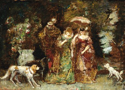 En sammenkomst i skoven af Adolphe Joseph Thomas Moticelli