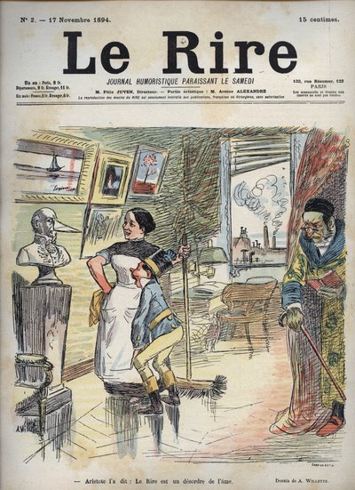 Aristoteles sagde det: Latteren er en forstyrrelse af sjælen - tegning af Adolphe Willette (1857-1926) til "Latteren" af 17. november af Adolphe Leon Willette