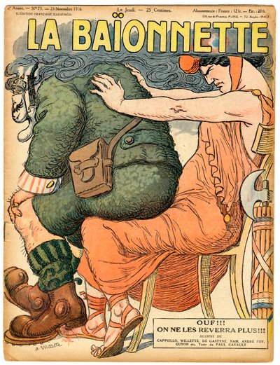 Cover af "" La Baionnette"", Satirisk i farver af Adolphe Leon Willette