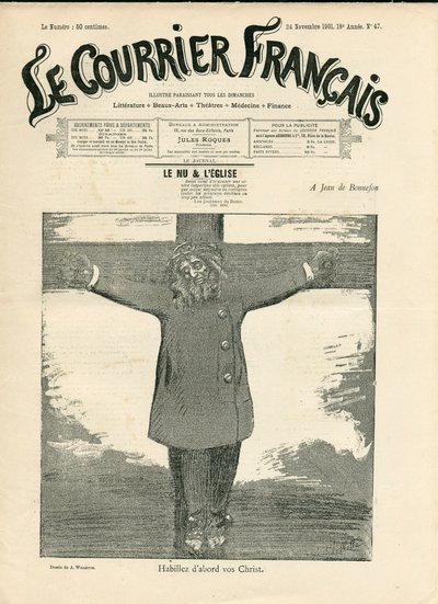 Cover af ""The Courier francais"", nummer 47, satirisk i B & H af Adolphe Leon Willette