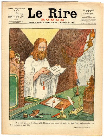 Cover af "" Den røde latter", Satirisk i farver af Adolphe Leon Willette