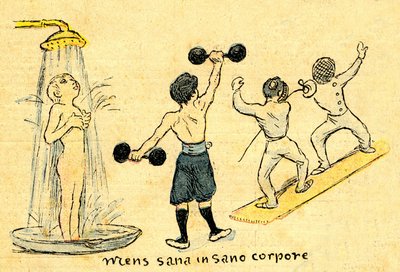 Hygiejne og sport. "Mens sana in sano corpore". Tegning af A. Wilette i det illustrerede tillæg til Depeche de Toulouse nr. 41, 12. oktober. af Adolphe Leon Willette
