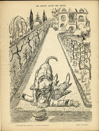 Illustration af Adolphe dit Willette (1857-1926) i Le Rire, 27/02/09 - Les ceusses que on des chien - Arkitektur Urbanisme, Dyr - Hund, Pitt-Bull af Adolphe Leon Willette