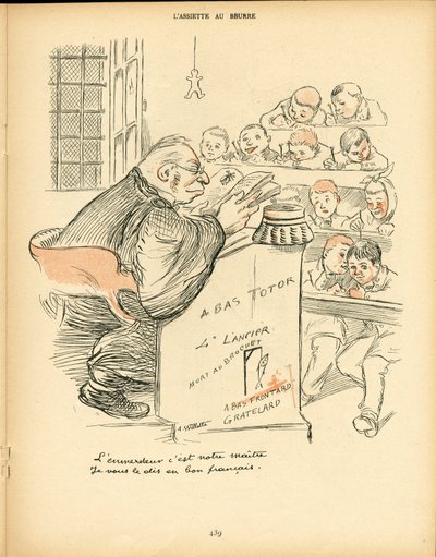 Smørtallerkenen, satirisk i farver af Adolphe Leon Willette