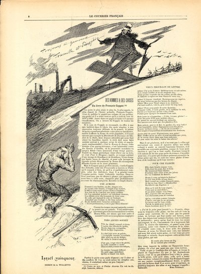 Den engelske kurer, satirisk i sort/hvid af Adolphe Leon Willette