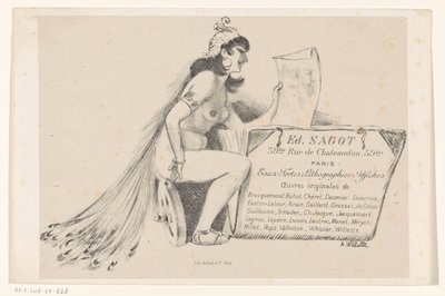 Visitkort fra trykkerihandler Edmond Sagot i Paris af Adolphe Leon Willette