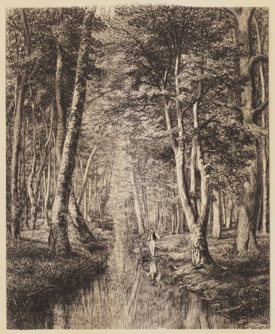 Flod under træ af Adolphe Martial Potemont