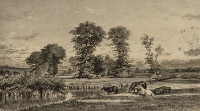 Græssende heste af Adolphe Mouilleron