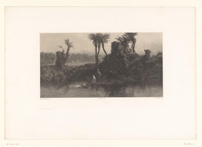 Mozes in het rieten mandje Moses afsløret på vandet (titel på objekt) af Adolphe Mouilleron