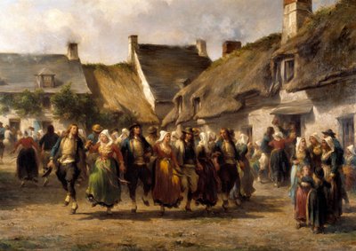 Et bryllup i Bretagne i 1863 Maleri af Adolphe Pierre Leleux (1812-1891) 1863 Quimper musee des Beaux Arts af Adolphe Pierre Leleux