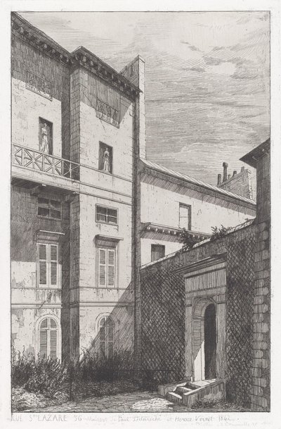 Rue St. Lazare 56, Maison de Paul Delaroche og Horace Vernet af Adolphe Théodore Jules Martial Potémont