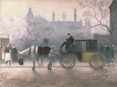 Old Cab at All Saints, Manchester af Adolphe Valette