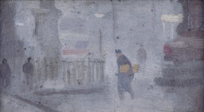 Studie for Base of Statues, Albert Square, ca. 1910 (olie på bord) af Adolphe Valette