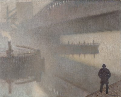 Under Windsor Bridge på Irwell, Manchester af Adolphe Valette