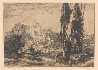 Romantisk landskab (original titel på objektet) af Adriaan J. van 