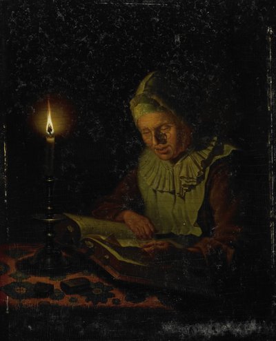 Gammel kvinde læser af Adriaan Meulemans
