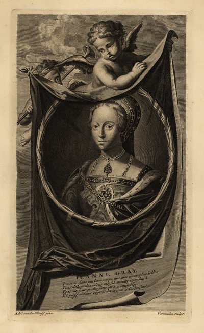 Lady Jane Gray (1537-1554) (gravering) af Adriaan van der (after) Werff