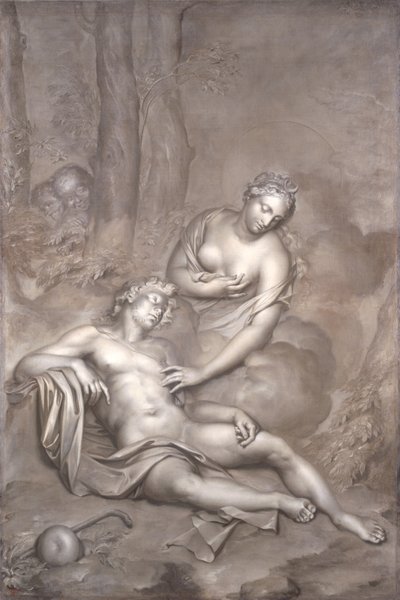 Luna (Diana) besøger den sovende Endymion, 1696 af Adriaan van der Werff
