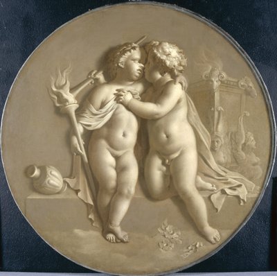 To Putti med Kærlighedsflammer Allegory of Love, 1696 af Adriaan van der Werff