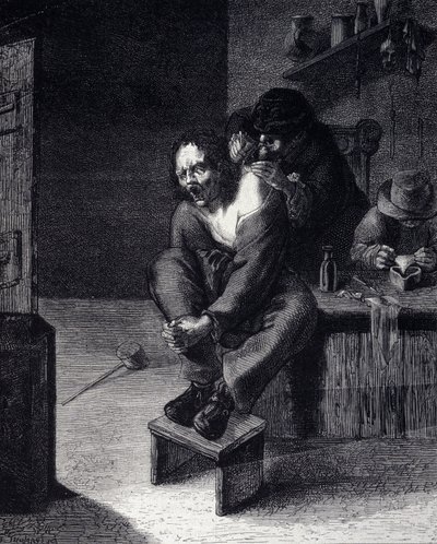 Den kirurgiske operation Indgravering efter et maleri af Adrien Brauwer (udført 1608) 1600-tallet af Adriaen (after) Brouwer