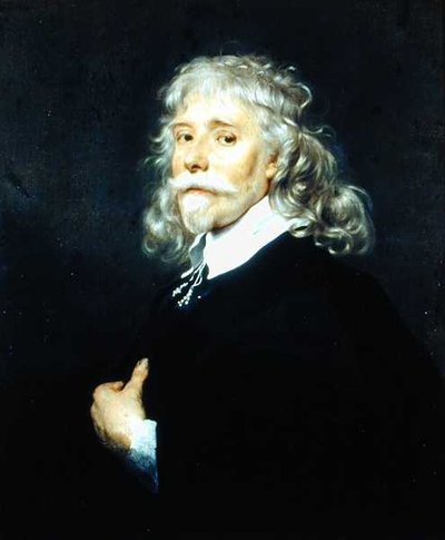 Portræt af en mand med gråt hår (olie på lærred) af Adriaen (attr.to) Hanneman