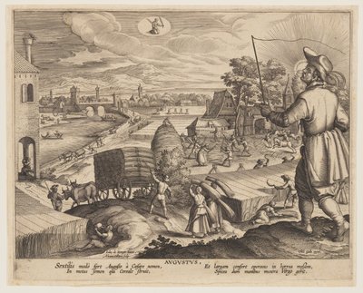 August, fra tolv måneder af Adriaen Collaert