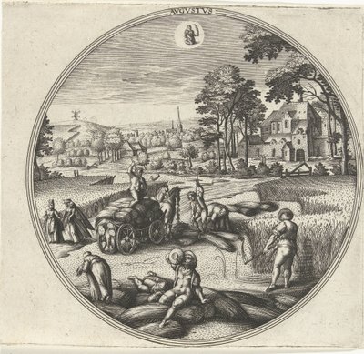 august Avgvstvs (titel på objekt) De tolv måneder (serietitel) af Adriaen Collaert