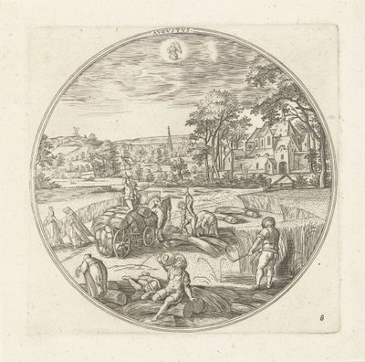august Avgvstvs (titel på objekt) De tolv måneder (serietitel) af Adriaen Collaert