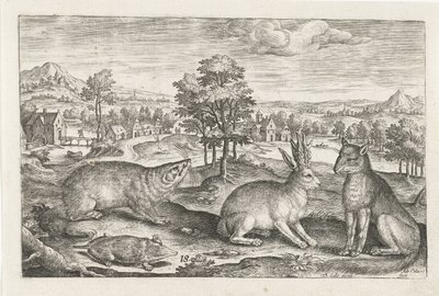 skovens dyr Firebenede dyr (serietitel) Animalivm Qvaddrvpedvm (serietitel) af Adriaen Collaert