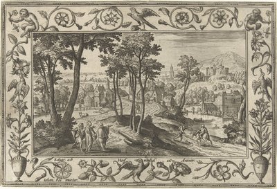 Emmaus-gængere Landskaber med bibelske, mytologiske scener og jagtscener (serietitel) af Adriaen Collaert