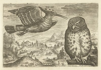Nogle fugle i et landskab Fugle (serietitel) Avivm vivae (serietitel) af Adriaen Collaert