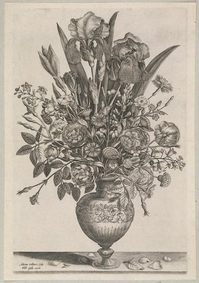 Blomsterstykke med iris af Adriaen Collaert