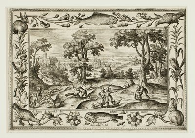 Harejagt, fra Landskaber med scener fra Det Gamle og Det Nye Testamente og Jagtscener af Adriaen Collaert
