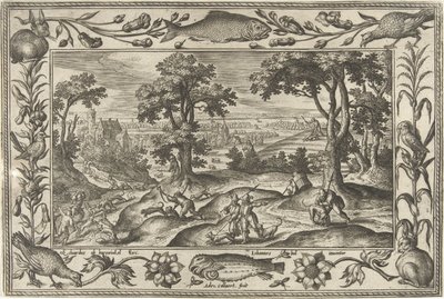 harejagt Landskaber med bibelske, mytologiske scener og jagtscener (serietitel) af Adriaen Collaert