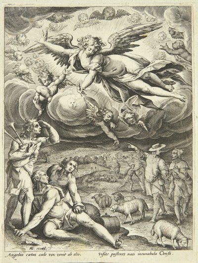 Hyrdernes bebudelse af Adriaen Collaert