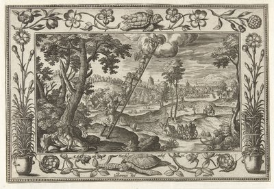 Jakobs stige Landskaber med bibelske, mytologiske scener og jagtscener (serietitel) af Adriaen Collaert