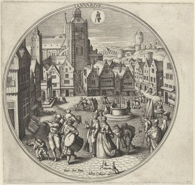 januar Ianvarivs (titel på objekt) De tolv måneder (serietitel) af Adriaen Collaert