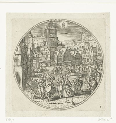 januar Ianvarivs (titel på objekt) De tolv måneder (serietitel) af Adriaen Collaert