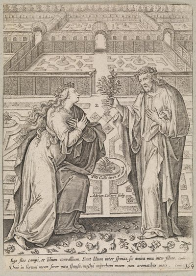 Kristus og hans brud, Ecclesia, i en have af Adriaen Collaert