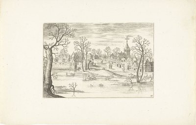 Anlæg en dam Landskaber omkring Antwerpen (serietitel) af Adriaen Collaert
