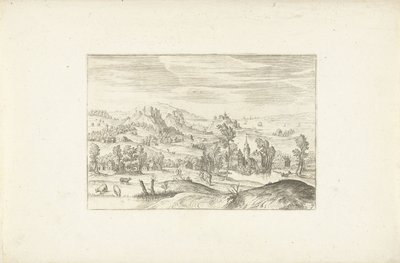 Landskab med et vandløb Landskaber omkring Antwerpen (serietitel) af Adriaen Collaert