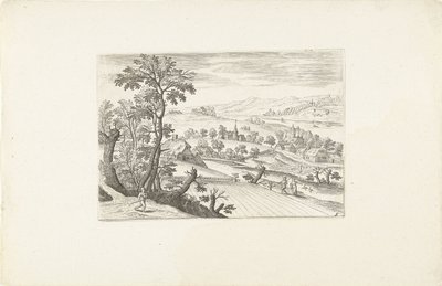 Landskab med en kornmark Landskaber omkring Antwerpen (serietitel) af Adriaen Collaert