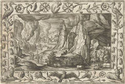 Lot og hans døtre Landskaber med bibelske, mytologiske scener og jagtscener (serietitel) af Adriaen Collaert