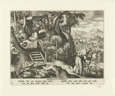 Nefalen af ​​Knossos Nephalia Gnossia (titel på objekt) Kvindelige eremitter (serietitel) Solitvdo sive vitae foeminarvm anachoritarvm (serietitel) af Adriaen Collaert